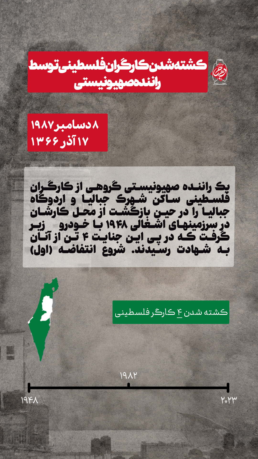 کشته شدن کارگران فلسطینی توسط راننده صهیونیستی (جنایات رژیم صهیونیستی در فلسطین)